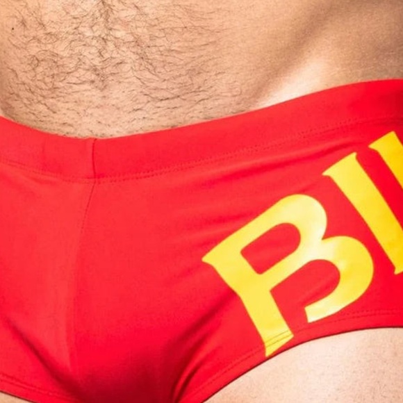 Red and Gold Briefs with Bold Lettering - Picture 2 of 8